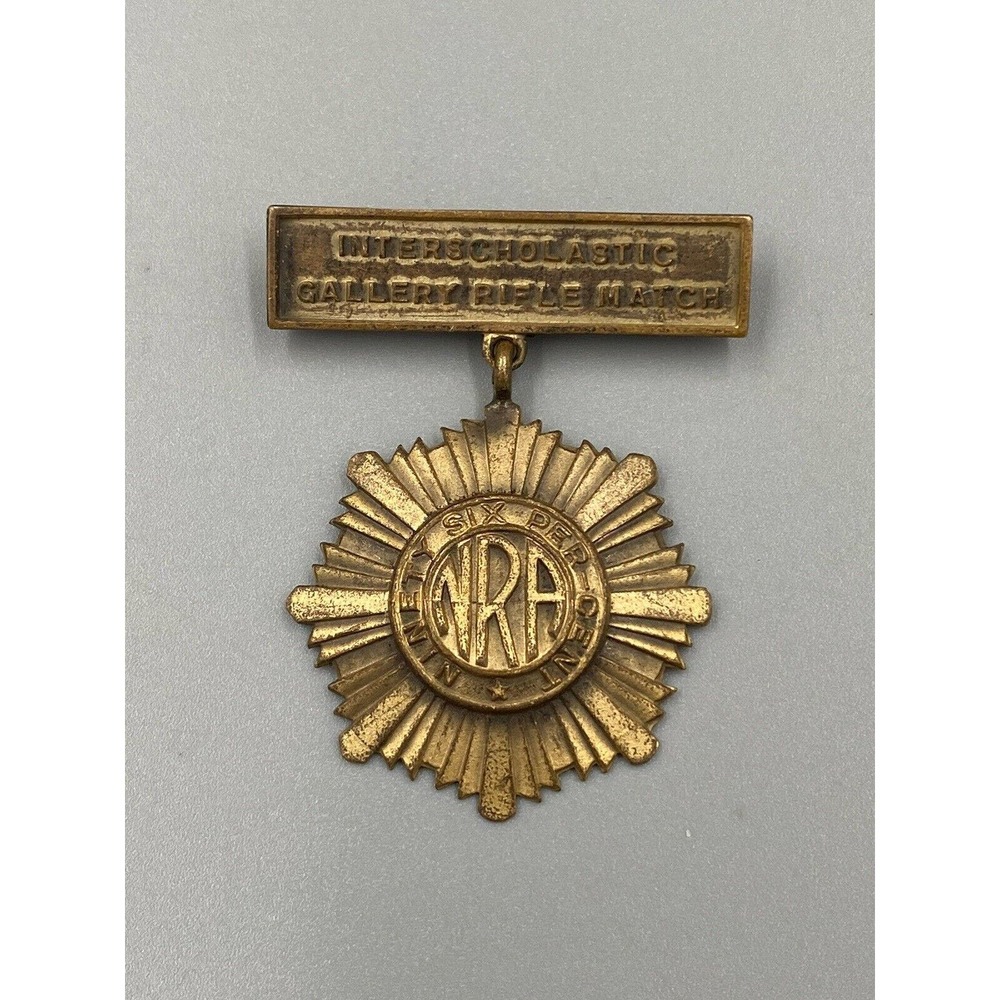 Vintage NRA Interscholastic Gallery Rifle Match 96 Percent Pin Batch Medal READ